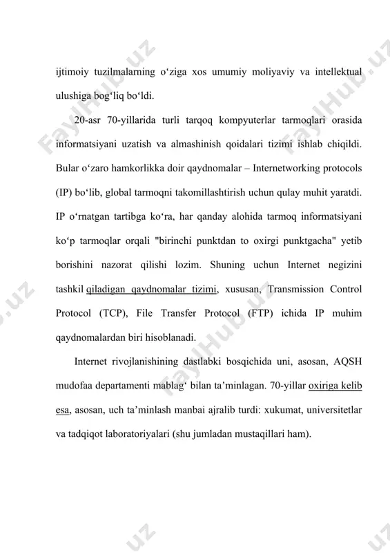 iqilgan. texnik masalalar esa "internet engineering forse (ietl) kompaniyasining faol ishtirokida hal qilinadi, barcha standartlar "internet architecture board" (iab) kompaniyasi tomonidan qabul qilinadi. 20-asrning oxirgi oʻn yilligida internet tizimi beqiyos darajada oʻsdi. agar 80-yillar oxirida internet tizimiga taalluqli 28000 dan ortiq asosiy kompyuterlar faoliyat koʻrsatgan boʻlsa, 90-yillar oxiriga kelib ularning soni oʻnlarcha mln.gayetdi. internet xizmatidan foydalanuvchilar soni butun yer yuzi boʻyicha 160 mln. kishini tashkil qildi (1999).