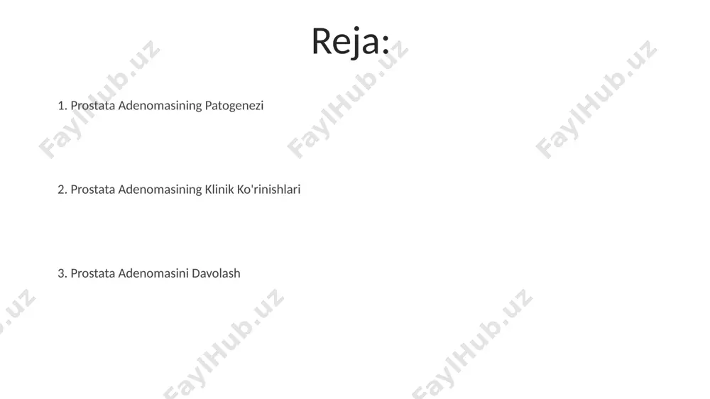 adqiqotlar shuni ko'rsatdiki, 60 yoshdan oshgan erkaklarda prostata adenomasining rivojlanish xavfi 50% ga yaqinlashadi va bu holatni oldini olish uchun profilaktik choralarni qo'llash muhimdir, masalan, muntazam tibbiy ko'rikdan o'tish. oldini olish uchun 50 yoshdan oshgan erkaklar har yili prostata spetsialistlariga tekshiruvdan o'tishlari, qon tekshiruvi va rektal tekshiruvdan o'tishlari tavsiya etiladi, bu esa o'zbekistondagi ko'plab klinikalarda amalga oshiriladi. differensial diagnostika prostatit, prostata bezining yallig'lanishi, prostata adenoma bilan adashtirilishi mumkin. amerika qo'shma shtatlarida o'tkazilgan tadqiqotlar shuni ko'rsatdiki, 20% hollarda prostatit prostata adenomasining diagnostikasini murakkablashtiradi. prostat adenomasining differentsial diagnostikasida, 50 yoshdan oshgan erkaklarda uchraydigan prostata saratoni bilan farqlash muhim, chunki ikkalasi ham o'xshash alomatlarga ega bo'lishi mumkin, masalan, siyish qiyinchiliklari va qonli siydik chiqarish. jarrohlik davolash lazerli prostataktomiya kabi minimal invaziv jarrohlik usullari qon ketish xavfini 10% ga kamaytiradi va bemorning tezroq tiklanishiga yordam beradi, toshkentdagi ixtisoslashtirilgan klinikalarda qo'llaniladi. o'rtacha jarrohlik davomiyligi 1-2 soatni tashkil etadi, biroq murakkab holatlarda 3 soatgacha cho'zilishi mumkin. …