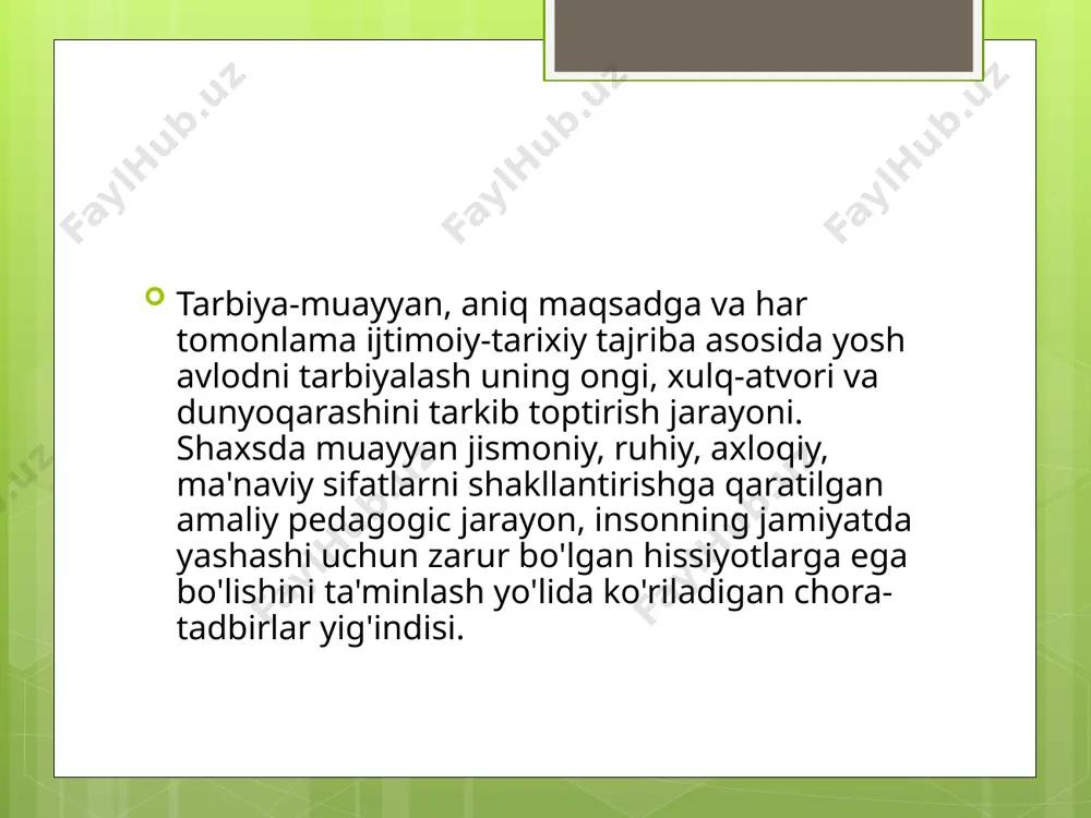 vojlantirishning yuqori darajasi bolaga deyarli har qanday yangi vazifani tezda hal qilish, uning shartlarini aniq ko'rish, munosabatlarni tushunishning muhim jihatlarini ajratib ko'rsatish, qayta qurish shartlari orqali echimlarni topish, yangi ijodiy mahsulotlar uchun g'oyalar yaratish, o'z fikrini ifoda etish hamkorlikda. bolaning qobiliyatlarini rivojlantirishga ta'sir qiluvchi oilaviy tarbiyaning bir qancha omillari mavjud: • ota-onalarning bolaning rivojlanishiga nisbatan pozitsiyasi va unga ta'sir qilish usullari • bolaning qobiliyatlarini rivojlantirishga munosabat • bolalar va ota-onalar o'rtasidagi munosabatlar uslublari • bolani boshqarish va boshqarish uslubi • oila tarkibi va undagi munosabatlar keling, ushbu sohalarning har birini ko'rib chiqaylik. e.l. asarlarida. porotskaya va v.f. spiridonov, maktabgacha yoshdagi bolalarning intellektual va ijodiy rivojlanishiga sezilarli ta'sir ko'rsatishi aniqlandi. ko'pchilik olimlar oilaning to'liqligi, ya'ni ikkala ota-onaning mavjudligi va ularning birgalikda yashashi qobiliyatlarning rivojlanishini belgilamaydi,bu yerda muhim omil - oila a'zolarining moddiy va psixologik farovonligideya ta'kidlagan. bir-biriga va bolaga ijobiy munosabatda bo'lgan ajrashgan ota-onalar, doimo ajralish yoqasida bo'lgan ona va dadadan …
