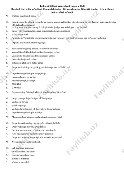 oqilona ovqatlanishning ahamiyati — DOCX