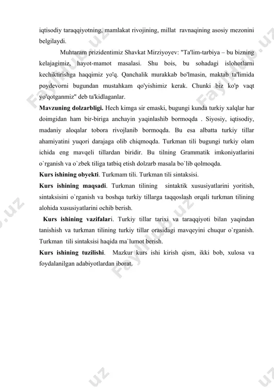 ikishi teng va tobelik asosida yuz beradi. 1. teng bog'lanish - ikki so'zning o'zaro teng munosabatlar asosida birikishi: boshq. dalala ve qalala “dalada va shaharda”, chuv. verman ve sur “o'rmon va botqoq”. teng bog'lanish o'zaro teng bog'lovchilar yoki sanash ohangi yordamida yuzaga keladi. 2. tobe bog'lanish - bir so'zning boshqa so'zga tobelik asosida bog'lanishi: no 'g'. kelgen adam “kelgan odam”, tat. kyocle kese “ kuchli odam”. tobe bog'lanish ikki qismdan iborat bo'ladi: tobe qism va hokim qism. so'roq bog'lanib kelgan qism hokim, so'roqqa javob bo'lib keluvchi qism tobe qismdir: qoz. kok (qanday?) orman, xak. naymirtig (qanday?) kиm, turkm. otluq (qanday?) meydan. so’zlarning tobelanish asosida bog'lanishi so‘z birikmalarini hosil qiladi. so'z birikmasi ikki va undan ortiq so‘zdan iborat bo'ladi, ammo kengaygan bir tushunchani ifodalaydi. turkiy tillarning sintaktik xususiyatlarini qiyosiy - tarixiy jihatdan oʻrganish qadimgi turkiy tilni, yaʼni barcha turkiy tillarga asos boʻlgan tilning sintaksisini oʻrganishdan boshlanib, soʻng yaqin qarindosh tillarning materiallari …