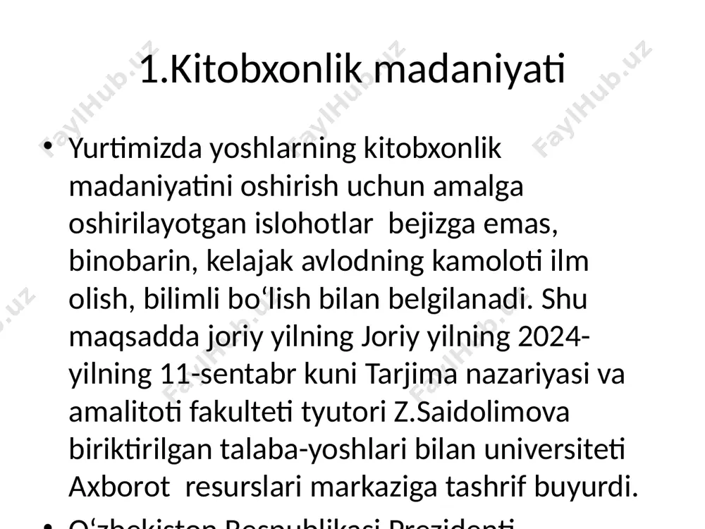 lari, do‘stlari, adabiyotshunos olimlar va alisher navoiy nomidagi o‘zbek tili va adabiyoti universiteti tyutori z.saidolimova va tarjima nazariyasi fakulteti talaba-yoshlar ishtirok etdi. tadbir avvalida “chori avazning yashil yo‘li” nomli film namoyish etildi. professor nurboy jabborov, shoirlar – eshqobil shukur, tursun ali, abdulmajid azim, zilola xo‘janiyozova, jurnalist arslon eshmurodov va boshqalar chori avazning betakror sheʼriyati haqida fikr-mulohazalarini bildirib o‘tdi. joriy 2025-yil 31- may kuni alisher navoiy nomidagi toshkent davlat o'zbek tili va adabiyoti universiteti talabalari stoll tennis musobaqasini tomosha qilish uchun humo arena sport majmuasiga borishdi ijodkorlar-yoshlar davrasida” mavzusida tashkillashtirilgan tadbirga azalbegimning nafis-mayin she’rlari va aktyor farhod zohidovning aktyorlik mahoratlari, jo‘shqin yoshlik his-tuyg‘ulari, ona yurtimiz, go‘zal tabiat manzaralari yuzasidan davra suhbati tashkillashtirildi. tadbir davomida talabalar o‘zlarini qiziqtirgan ko‘plab savollariga javob oldilar.joriy 2025-yil 31-may kuni alisher navoiy nomidagi toshkent davlat o'zbek tili va adabiyoti universitetining ttj da istiqomat qiladigan talabalari futbol bo’yicha osiyo chempioni bo’lib qaytgan o’smirlar terma jamoasini kutib olishga chiqishdi …