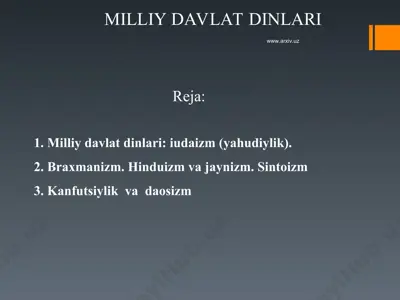 milliy davlat dinlar — PPT