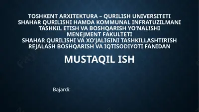 boshqaruvning qurilishdagi roli — PPTX