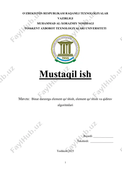 binar daraxtlar va algoritmlar — PDF