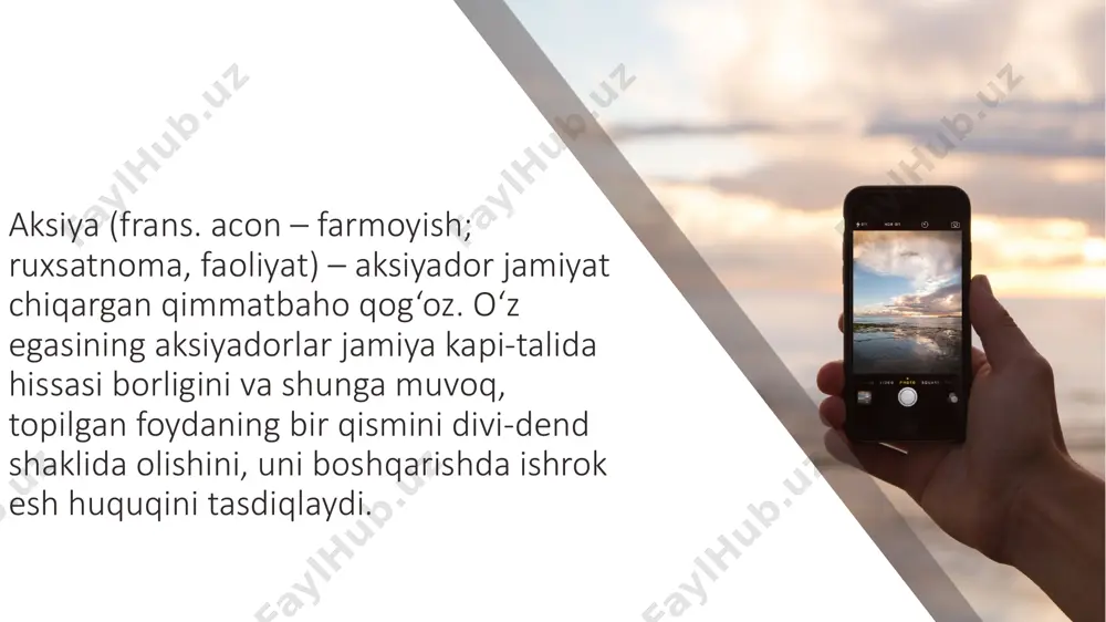 jiy obligatsiyalar muddatiga koʻra: - toʻlov va soʻndirish muddati qatʼiy belgilangan obligatsiyalar - muddatsiz yoki qoplanmaydigan obligatsiyalar - qoplash muddati kelguncha emitent tomonidan qayta chaqirib olinishi mumkin boʻlgan obligatsiyalar - qoplash muddati kelguncha investor obligatsiyaning nominal qiymati boʻyicha toʻlovni olish va qaytarish huquqi bilan joylashtiriluvchi obligatsiyalar obligatsiya maqsadiga koʻra - oddiy, turli loyihalarda foydalanishi koʻzda tutilgan qoʻshimcha moliyaviy resurslar jalb qilish maqsadida emissiya qilingan obligatsiyalar - maqsadli, joylashtirishdan tushgan mablagʻlar aniq investitsion loyihalarni moliyalashtirishga yoʻnaltirila- digan obligatsiyalar (infratuzilma obligatsiyalari) © copyright showeet.com emitent tomonidan obligatsiyalar boʻyicha turli toʻlovlar amalga oshirilishiga koʻra - qatʼiy belgilangan daromad keltiruvchi va qoplanish muddati oxirida nominal summa ham qaytarilishi kafolatlanadigan obligatsiyalar - kuponsiz yoki nollik kuponli obligatsiyalar - qoplash vaqtida foiz toʻlovlari va obligatsiya nominal qiymati toʻlanadigan obligatsiyalar - obligatsiya nominal qiymati qaytariladigan, kupon toʻlovlari toʻlanishi emitent kompaniya moliyaviy faoliyati natijalariga bogʻliq obligatsiyalar © copyright showeet.com qarz munosabatini anglatuvchi moliyaviy instrumentlar sifatida obligatsiyalar qatʻiy belgilangan …
