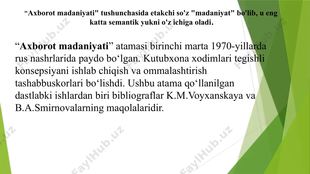 a. mediaobrazovaniye v rossii i yevrope v kontekste globalizatsii. – taganrog: izd-vo kuchma, 2004. – 168 s. razlogov k.e. chto takoye mediaobrazovaniye?//mediaobrazovaniye. 2005. № 2. s.68-75 8. fedorov a.v. mediaobrazovaniye v zarubejnыx stranax. – taganrog: izdvo kuchma, 2003. – 238 s. fedorov a.v. mediaobrazovaniye i mediagramotnost. uchebnoye posobiye dlya vuzov. – taganrog: kuchma, 2004. sharikov a.v. tak chto je takoe mediaobrazovaniye? // mediaobrazovaniye. 2005. № 2. s. 77. axborot manbaalari www.gov.uz – oʻzbekiston respublikasi xukumat portali. www.lex.uz – oʻzbekiston respublikasi qonun hujjatlari maʼlumotlari milliy bazasi. www.mediaeducation.ru image1.png image2.png image3.png image4.png /docprops/thumbnail.jpeg
