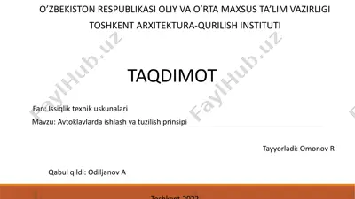 avtoklavlarda ishlash va tuzilish prinsipi — PPTX