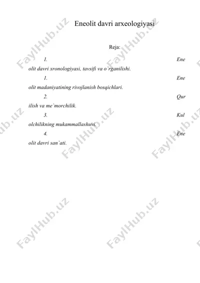 eneolit davri arxeologiyasi — DOC