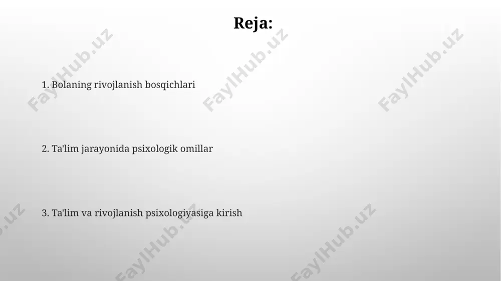 30% ga yaqin bolalarda yetarlicha rivojlanmagan. bolalar bog'chalarida ijtimoiy-emotsional rivojlanishni qo'llab-quvvatlash uchun, masalan, samarqanddagi tajriba loyihasida qo'llanilgan o'yin terapiyasi usullari, 6-7 yoshli bolalarning 80% da empatiya darajasini oshirganligi kuzatilgan. rivojlanish psixologiyasining bosqichlari vygotskiyning yaqin rivojlanish zonasining nazariyasi shuni ko'rsatadiki, 12 yoshdan o'smirlik davriga qadar bo'lgan yoshlarda samarqand yoki toshkentdagi ta'lim muassasalarida o'qituvchilarning yordami bilan abstrakt fikrlash rivojlanadi. jean piagetning nazariyasi bo'yicha, 7-11 yoshlik bolalar konkret operatsiyalar bosqichida bo'lib, ular konkret narsalar bilan mantiqiy fikrlashni boshlaydilar, masalan, 10 ta olma va 5 ta nokning sonini taqqoslash. xotira va e'tiborning rivojlanishi o'smirlik davrida (14-16 yosh), xotira va e'tiborning rivojlanishida andijon viloyati maktablari bo'yicha o'tkazilgan kuzatuvlar mantiqiy xotira va tanqidiy fikrlashning 15-20% gacha o'sishiga guvoh bo'ldi, bu esa o'quv jarayonini takomillashtirish uchun muhimdir. 10-12 ёшли ўқувчиларда e'tiborning hajmi va barqarorligi sezilarli darajada oshadi, biroq samarqanddagi tadqiqotlar shuni ko'rsatdiki, tarqalgan e'tiborning 2-3 ga yaqin obyektlarni qamrab olish qobiliyati individual farqlarga bog'liq. ta'limdagi innovatsiyalar ta'limdagi …