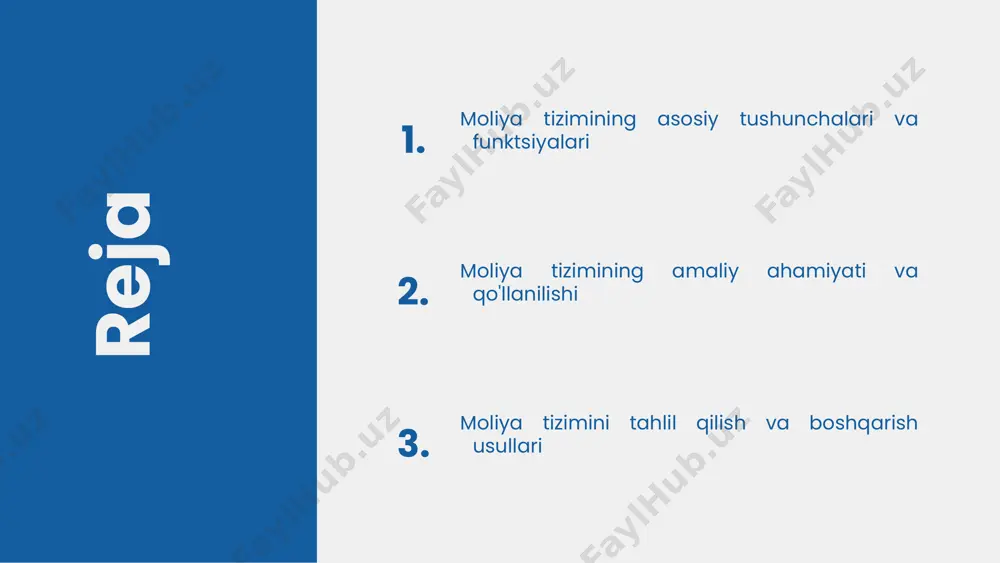 hun moliyaviy resurslarni taqdim etadi va xavfni boshqarishda yordam beradi. moliya tizimining o'zaro aloqalari muassasalar va bozorlar o'rtasida yuzaga keladi. masalan, pul va fiskal siyosat orqali iqtisodiy muvozanatni ta'minlashga yordam beradi. moliya tizimining rivojlanish tendensiyalari global moliya jarayonlari, iqtisodiy integratsiya va xalqaro moliya institutlarining roli kengaymoqda, bu esa moliya bozorlarining global rivojlanishiga olib kelmoqda. raqamli moliya va fintech innovatsiyalari, masalan, blockchain va kriptovalyutalar, banklar va investitsiya firmalariga yangi imkoniyatlar va raqobatni ta'minlaydi. moliya barqarorligini ta'minlash uchun diversifikatsiya, risklarni boshqarish va texnologik yondashuvlar qo'llaniladi, bu esa moliyaviy inqirozlarga qarshi chidamlilikni oshiradi. photo by georgi kalaydzhiev on unsplash 1 2 3 moliya tizimining muammolari va yechimlari moliya tizimida asosiy muammolar: moliyaviy beqarorlik, korruptsiya va resurslarning noto'g'ri taqsimlanishi. bu muammolar iqtisodiy barqarorlikni ta'minlashda to'siqlar bo'lib xizmat qiladi. muammolarni hal qilish uchun takliflar: qonunchilikni takomillashtirish, moliyaviy ta'limni kengaytirish va shaffoflikni oshirish. bu chora-tadbirlar tizim samaradorligini oshiradi. kelajakda moliya tizimi: barqaror rivojlanish va innovatsiyalar, digital …
