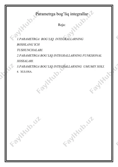 parametrga bog’liq integrallar — DOCX