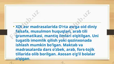 diniy ta'lim va madrasalar — PPTX