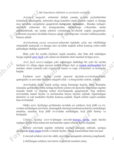 ma’lumotlarni shifrlash va arxivlash vositalari — DOCX