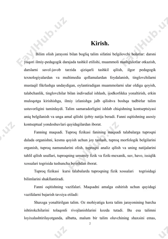 barcha ishtirokchilarini tolaqonli rivojlanishlarini kozda tutadi. bu esa talimni loyixalashtirilayotganda, albatta, malum bir talim oluvchining shaxsini emas, avvalo, kelgusidagi mutaxassislik faoliyati bilan bogliq oqish masalalaridan kelib chiqqan holda yondoshishga etibor qaratishni amalga oshiradi. har bir talabaning shaxs sifatida kasbiy takomillashuvini taminlaydi. talimning markaziga bilim oluvchi qoyiladi. tizimli yondoshuv. talim texnologiyasi tizimning barcha belgilarini ozida mujassam etmogi lozim: jarayonning mantiqiyligi, uning barcha boginlarini ozaro boglanganligi, yaxlitligi bilim olish va kasb egallashning mukammal bolishiga hissa qoshadi. faoliyatga yonaltirilgan yondoshuv. shaxsining jarayonli sifatlarini shakllantirishga, talim oluvchining faoliyatini jadallashtirish va intensivlashtirish, oquv jarayonida barcha qobiliyat va imkoniyatlarni, tashabbuskorlikni ochishga yonaltirilgan talimni ifodalaydi. egallangan bilimlarning konikma va malakaga aylanishi, amaliyotda tadbiq etilishiga sharoit yaratadi. dialogik yondoshuv. bu yondoshuv oquv jarayoni ishtirokchilarining psixologik birligi va ozaro munosabatlarini yaratish zaruriyatini bildiradi. uning natijasida shaxsning oz-ozini faollashtirishi va oz-ozini korsata olishi kabi ijodiy faoliyati kuchayadi. oqituvchi va talabaning qamkorlikdagi talimiy faoliyat yuritishiga zamin yaratadi. hamkorlikdagi talimni tashkil etish. …