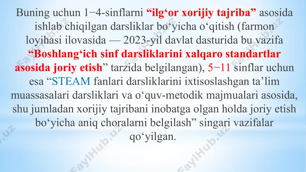 i. taʼlimni rivojlantirish respublika ilmiy-metodik markazi direktori vohid hamidov yangi darsliklarni yaratishda bolalar psixologiyasi ham hisobga olinganini ham taʼkidlab o‘tdi. — darsliklarni ishlab chiqishda bolalar ruhiy holati ham hisobga olinadi. ularda ijodkorlar va fikrlash qobiliyatini oshirish uchun rasmlar va illyustratsiyalardan keng foydalanilgan. ilmiy tadqiqotlar shuni ko‘rsatadiki, bola matnlarga nisbatan, tasvirlar orqali maʼlumotni tezroq qabul qiladi. shu bois yangi darsliklarni yaratishda matnlar bilan birga, rangtasvirlarga ham alohida eʼtibor qaratilgan. yangi darsliklarda oltita grafik qahramonlar bor. ular dars jarayonida o‘quvchilar bilan g‘oyibona suhbatlashadi, — deydi vohid hamidov. — aslida matematikada faqat misol va masalalar emas, balki to‘g‘ri qaror qabul qilish ham muhim ahamiyatga ega. buning uchun o‘quvchi mantiqiy va tanqidiy fikrlashi kerak. kitobda shunday o‘yinlar borki, ular o‘quvchini jamoaviy bo‘lib ishlashga o‘rgatadi. jamoada o‘z fikrini ifodalay olishi esa bolada liderlik qobiliyatini oshiradi. avvalgi darsliklarda pul bilan bog‘liq mavzular yo‘q edi. 3-sinfning matematika darsligiga esa ana shunday mavzu ham kiritilgan. undagi masalalar hayotiy …