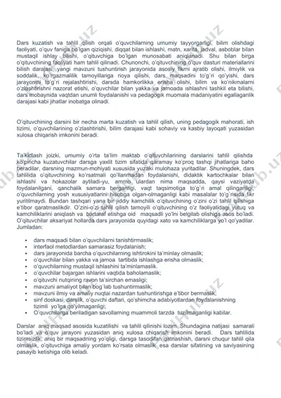 o'qituvchi faoliyati tahlili — DOCX