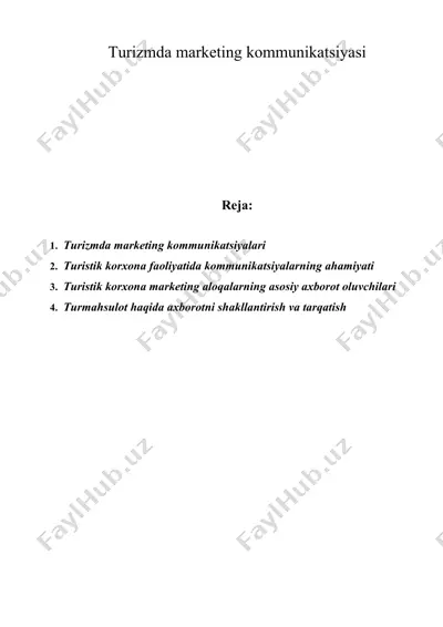 turizmda marketing kommunikatsiyasi — DOC