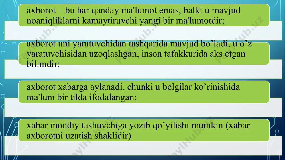 axborot ta’rifi va axborot tushunchasi - Page 5
