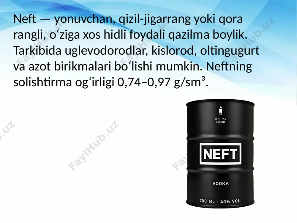 neft tarkibidagi oltingugurt bitikmalarini azotli birikmalardan farqi - Page 5