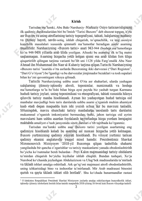 bekiston tarixidan o’rta asr madaniyati, san’at, me’morchilik, din, savdo-sotiq, pul zarb etish masalalari xususida gapirayotib, bevosita o’sha davr yevropa mamlakatlaridagi ushbu masalalarga oid tarixiy faktlarni keltirib o’tishimiz mumkin. ya’ni biz bu o’rinda bevosita mavzulararo aloqadorlik va fanlararo aloqadorlik asosida dars tashqil etamiz. bu esa zamonaviy tarix darslari va zamonaviy tarix fani o’qituvchisi oldiga qo’yilgan asosiy vazifalardan sanaladi. asarni o’rgana turib, o’quvchilarga somoniylar davlati, qoraxoniylar davlati, ularning o’zaro boshqa o’rta asr davlatlari bilan olib borgan savdo-sotiq ishlari, pul munosabatlari xususida gapirish mumkinligini angladik. bu esa o’z navbatida o’quvchilarni mavzular va darslarni o’zlari tahlil etish va manbalar asosida ularni mustaqil izlanishga undashi mumkinligini ko’rdik. somoniylarning mamlakatni boshqaruv tizimidagi markazlashtirish siyosati uning yuksak darajada rivojlanishiga xizmat qildi. shaharlar o’sdi va ularning iqtisodiy – savdo aloqalari kengaydi, mustahkamlandi. choch, iloq va buxoroda shu asrlarda 50 dan ortiq shaharlar bo’lgan. ikkita savdo yo’li chochga g’arbdan, samarqand tomondan kelib bu yo’l buxoroning konchilik maxsulotlarini tashish, ayriboshlash …