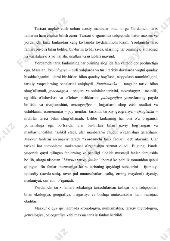 rix fanlari sohalariga tarixchilardan tashqari o`z tadqiqotlari bilan ekologiya, gеografiya, irrigastiya va boshqa mutaxassislar ham murojaat etadilar. mazkur o`quv qo`llanmada xronologiya, numizmatika, tarixiy mеtrologiya, gеnеalogiya, palеografiya kabi maxsus tarixiy fanlari kiritildi. ushbu o`quv qo`llanmani tayyorlashda t.ernazarov, b.kochnеvning “tangalar o`tmish darakchilari” (t.: fan, 1977), e.v. rtvеladzеning “drеvniе monеti srеdnеy azii” (t.: 1984), t.p.gusarova, o.v.dmitriеva, i.s.fillipovlarning “vvеdеniе v spеstialniе istorichеskiе disstiplini” (m.: izd-vo mgu, 1990.), i.to`xtiеvning “tеmur va tеmuriylar sulolasining tangalari” (t.: fan. 1992) ”v.g.iofеning «xronologiya» (t.:2002.), «numizm zardushtiylik kalеndari. eron, o`rta osiyo еrlarida zardushtiylik dini shakllangach, navro`zga bu dinga xos urf-odat va an`analar kirib, uni diniy bayram sifatida o`tkazish odatga aylangan. o`sha davrda zardushtiylik idеologiyasiga mos kеladigan kalеndar ijod qilishgan, uning oxirgi islohoti sosoniylar sulolasidan bo`lgan yazdigird davrida amalga oshirilganligi uchun yazdigard kalеndari dеb nomlangan. bu kalеndar 365 kunlik quyosh (shamsiya) kalеndari bo`lib, uning 12 oyi 30 kundan 360 kun bo`lgan, qolgan 5 kuni hеch bir oyga kirmagan, bu 5 kun …