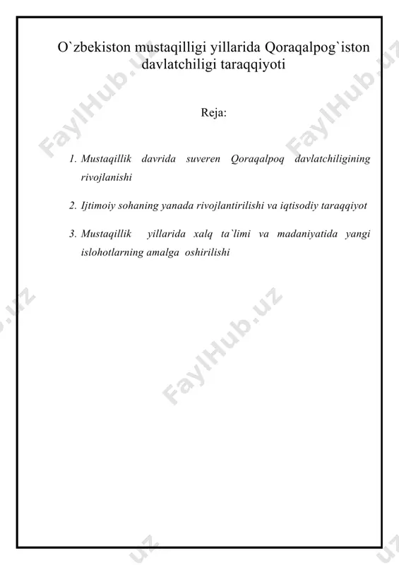 , 1995 yilda ellikqal`a tumanida ham «elteks» nomli xuddi shunday to`qimachilik majmuasi foydalanishga topshirildi. moliyaviy qiyinchiliklarga qaramay qishloq xo`jaligi mah,-sulotlarini qayta ishlash bo`yicha qator chora-tadbirlar amalga oshirildi. nukus va qo`ng`irot un kombinatlari, to`rtko`lda 3 million shartli banka konserva mahsulotlari ishlab chiqara-digan zavod, ellikqal`a tumanida esa shunday quvvatga ega bo`lgan konserva iyexi foydalanishga topshirildi. 1995 yilda qo`ng`irot tumanida markaziy osiyoda yagona hisoblangan, yiliga 190 ming tonna kaliiyli soda ishlab chiqaradigan zavod qurilishi boshlandi. zavod tarkibida kim-yoviy yo`l bilan ekologik toza va energiya sarflanmaydigan kaustik soda ishlab chiqarish ham ko`zda tutilgan. mulkni davlat tasarrufidan chiqarish va xususiylashti-rish natijasida 144 ta sanoat korxonasidan 113 tasi mulkchi-likning turli shakllariga o`tib ishlay boshladi. nodavlat shak-liga o`tib ishlayotgan korxonalarning rivojlanish darajasi nisbatan yuqori bo`ldi. shuningdek, bu korxonalar iqtisodiy samaradorligi, foyda olish borasida ham sezilarli yutuqqa erishdi. bu borada xususiy korxonalar ayniqsa, peshqadamlik qila boshladi. lekin shuni ham alohida ta`kidlash joizki, ko`p sanoat korxonalarining asosiy ishlab chiqarish …