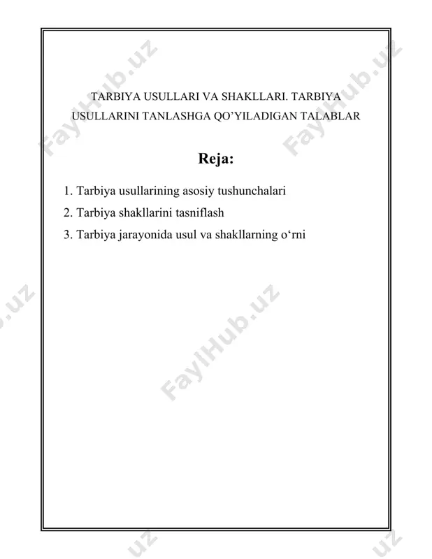 turli xil oʻyinlardan foydalanishni o‘z ichiga oladi. ushbu usul o‘quvchilarning darslarga jalb qilinishini ta'minlaydi va ularning ijodiy fikrlash qobiliyatlarini rivojlantiradi. dasturlashtirilgan ta’lim usuli - bu ta’lim berishning zamonaviy texnologik usulidir. bu jarayon raqamli vositalar yordamida amalga oshiriladi. u interaktiv ta’lim dasturlari va ilovalarni oʻz ichiga oladi. nazorat va baholash usuli ham muhim tarbiya usuli hisoblanadi. ushbu usul yordamida o‘quvchilarni qiymatlash, ularga mustahkam bilim va ko‘nikmalar berish jarayoni amalga oshiriladi. samarali baholashdan oʻquvchilarning kuchli va kuchsiz tomonlari haqida xabardor bo‘lish mumkin. eksperiment usuli - bu o‘quv jarayonida turli amaliy tajribalardan foydalangan holda o‘quvchilarga fanlarni chuqurroq anglash imkonini beradi. bu usul o‘quvchilarning ilmiy tadqiqot qobiliyatlarini rivojlantirishda katta ahamiyatga ega. shuningdek, ijtimoiy hamkorlik usuli - bu usulda o‘quvchilar jamoaviy loyihalar ustida ishlash uchun jamoaviy ruhga ega bo‘lishadi. ijtimoiy hamkorlik o‘quvchilarga birgalikda ishlash va turli xil fikrlarni e’tiborga olish ko‘nikmalarini beradi. ko‘plab tadqiqotlar shuni ko‘rsatadiki, samarali tarbiya usullari qanday tanlanishidan qat’i nazar, asosiy maqsad …