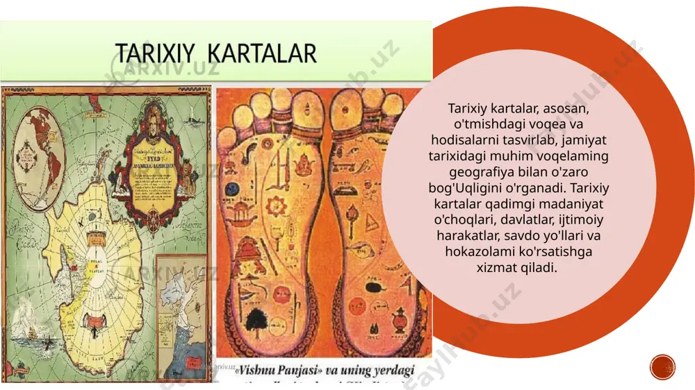 juda ko'plab tarqalib, ular quruqlik va dengizda olib borilgan janglarda erishilgan g'alabalarga bag'ishlandi. 1793 yilda ilk bor «rossiya imperiyasining tarixiy kartalari» nashrdan chiqdi. xix-xx asr boshlarida atlas va alohida kartalar chop etilib, ularda siyosiy, harbiy va iqtisodiy jarayonlar o‘z aksini topdi. ular jumlasiga „i.axmatovning rossiya davlatining karamzin tarixiy asarlariga asoslanib tuzilgan tarixiy, xronologik va geografik atlasi“ (i-ii qismlar, 1829-1831 yillar), n.i.pavlishevning „rossiya tarixiy atlasi“ (1845 yil), y.y.zamislovskiyning „rus tarixiga oid o‘quv atlasi“ (1865 va 1887 yillar) va allinnmg 1868 yilda chop etilgan „rus tarixi bo'yicha o‘rta va quyi o'quv muassasalari uchun o‘quv atlasi“ni' misol qilib keltirishimiz mumkin. rossiya imperiyasida iqtisodiy va xo‘jalik masalalarini qamrab olgan karta va atlaslar ichki ishlar vazirligining aholini ro'yxatga olish boshqarmasi, savdo vazirligi va boshqa muassasalar tomonidan muntazam nashr etilib borilgan. etnografik tarixga doir kartalar 1851 yilda p.i.keppen va 1895 yilda a.f.rittix tomonidan tayyorlanib, chop etilgan. rossiya imperiyasida nashr etilgan harbiy-tarixiy kartalar amaliy ahamiyatga ega bo'lib, …