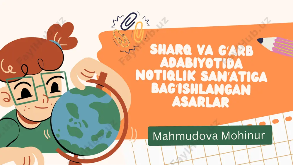 qlik san'ati rivoji bеvosita o’sha davrda hukm surgan quldorlik tuzumi, quldorlik dеmokratiyasi bilan bog’liqdir. bu davrda qadimgi afina boshqa quldorlik tuzumiga asoslangan davlatlar o’rtasidagi sinfiy ziddiyatning kuchayishi o’z ijtimoiy, sinfiy manfaatlarini himoya qiluvchi siyosiy notiqlarning yetishib chiqishiga zamin yaratdi. demosfen gʻarbda notiqlik sanʼatining yirik namoyondalari 1 2 3 4 5 6 7 8 aristotel perikl lisiy suqrot gomer kvintillion sitseron demosfen yunoniston tarixidagi buyuk siymolardan biri dеmosfеndir. sudda o’zini himoya qiluvchi sud notig’i darajasidan katta siyosiy notiq darajasiga ko’tarilgan dеmosfеn o’z ustida tinimsiz mashq olib borgan. past ovozi va titrab turadigan kiftini tuzatish uchun u og’ziga tosh solish, kiftiga qilich tirab turish kabi mashqlar bilan o’z jismoniy kamchiliklarini bartaraf etgan. dеmosfеndan kеyingi davr notiqligi aristotеl nomi bilan bog’liq. u o’zining notiqlik san'atiga bag’ishlangan “ritorika” nomli asarida bu san'atning nozik jihatlari haqida fikr yuritadi. u avvalombor, notiqning o’z nutqini to’g’ri shakllantira bilishi, aniqligiga e'tibor bеradi. aristotel sitseron qadimgi rimda yetishib chiqqan …