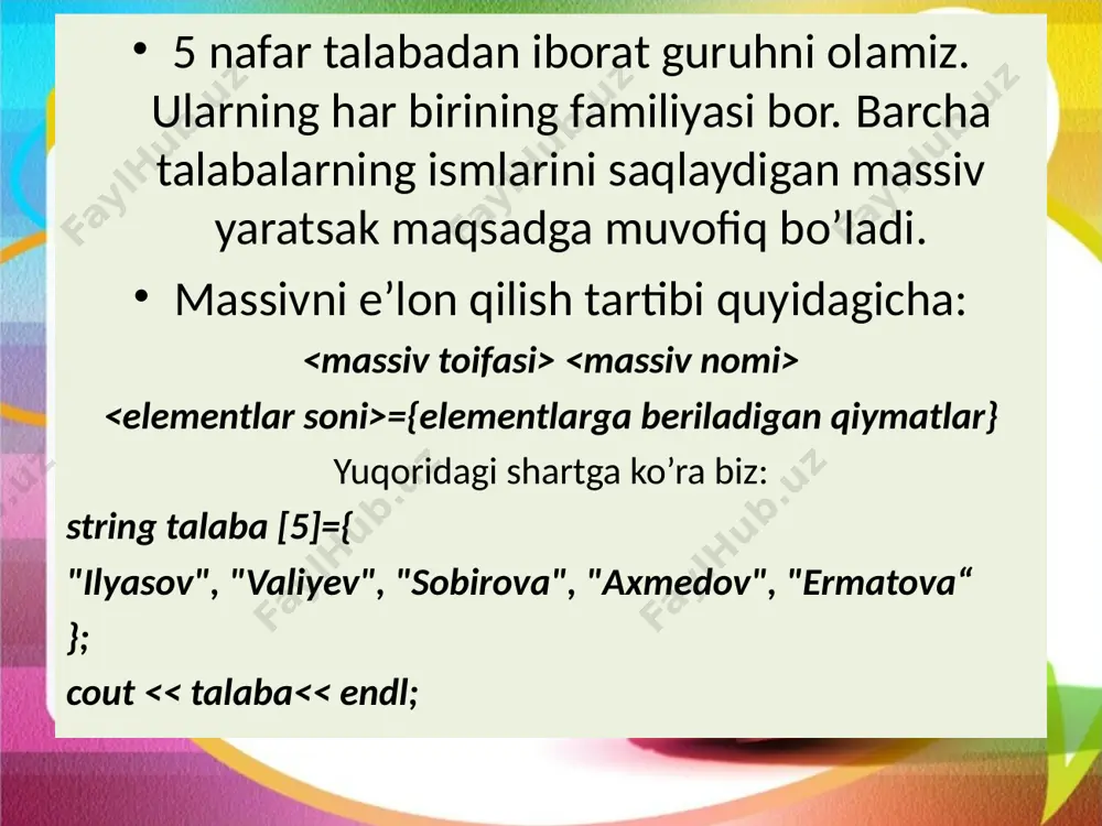 c++ dasturlash tilida massivlar va satrlar - Page 4