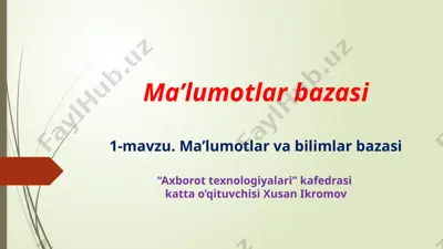 ma’lumotlar bazasi — PPTX