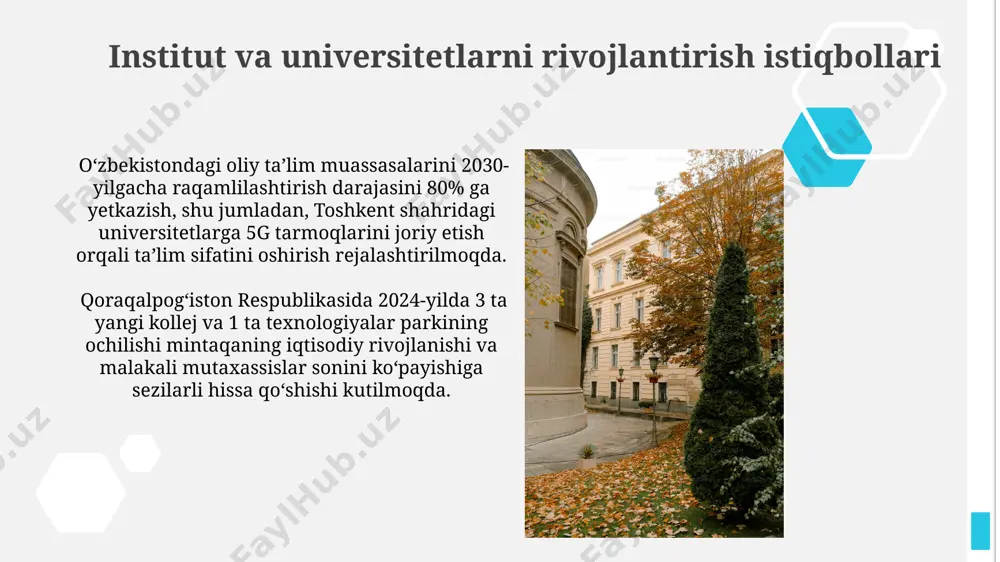 t qilish imkoniyati mavjud. talabalarning fanlar bo'yicha o'rtacha ballari 4,5 dan kam bo'lsa, akademik qarzdorlik yuzaga keladi va ular navoiy viloyati kabi hududlarda joylashgan oliygohlarda ham shu qoidalarga amal qilish majburiyatida. bunday holatlarda ularga qo'shimcha mashg'ulotlar taklif etiladi. institutlar va universitetlar haqida umumiy ma'lumot o'zbekistondagi toshkent davlat texnika universiteti kabi yirik institutlar muhandislik va texnologiya sohasida yuqori malakali mutaxassislarni tayyorlashda muhim rol o'ynaydi va yillik bitiruvchilar soni 5000 ga yaqin. jahon bo'ylab 10 000 dan ortiq universitet va institutlar mavjud bo'lib, ularning 5000 dan ortig'i aqsh va yevropa mamlakatlarida joylashgan. kirish imtihonlari va qabul jarayoni buxoro viloyatidagi oliy o'quv yurtlariga kirish imtihonlarida 2022-yilda 70% abiturientlar test sinovlarida qatnashgan bo'lib, ularning 30%i o'rtacha 180 balldan yuqori natija ko'rsatgan. тошкент давлат texnika universitetiga kirish imtihonlari 2023-yilda 3 bosqichda, matematika, fizika va kimyo fanlaridan iborat bo'lib, o'rtacha 150 dan ortiq abiturient 1 o'ringa da'vo qilgan. ilmiy-tadqiqot ishlari toshkent shahridagi ilmiy-tadqiqot instituti oʻtgan 5 …
