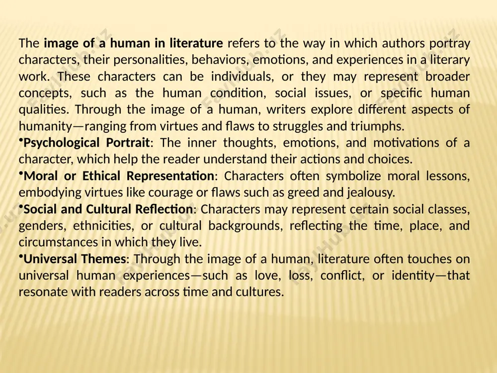 is not just a character but a symbol of every individual who faces challenges in life and must find the strength to overcome them. the heroic quest is one of the most enduring literary archetypes because it is something every reader can relate to, regardless of their own circumstances.similarly, in victor hugo's "les misérables," the character of jean valjean is not only a man trying to escape his past but also an embodiment of redemption, justice, and the moral struggles of society. his journey through poverty, crime, and forgiveness reflects universal themes of moral growth and human resilience. valjean’s story is not just his own but a reflection of the collective human struggle for redemption. the common person as a generalizing image another powerful example of a generalizing human image is the common person—a character who symbolizes the collective experiences of ordinary people. these characters may not be heroes or …