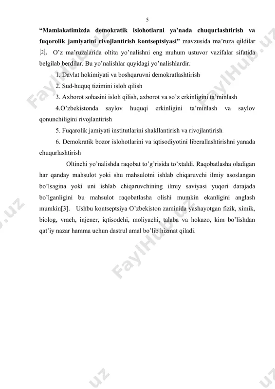 ntirish 6. demokratik bozor islohotlarini va iqtisodiyotini liberallashtirishni yanada chuqurlashtirish oltinchi yo’nalishda raqobat to’g’risida to’xtaldi. raqobatlasha oladigan har qanday mahsulot yoki shu mahsulotni ishlab chiqaruvchi ilmiy asoslangan bo’lsagina yoki uni ishlab chiqaruvchining ilmiy saviyasi yuqori darajada bo’lganligini bu mahsulot raqobatlasha olishi mumkin ekanligini anglash mumkin[3]. ushbu kontseptsiya o’zbekiston zaminida yashayotgan fizik, ximik, biolog, vrach, injener, iqtisodchi, moliyachi, talaba va hokazo, kim bo’lishdan qat’iy nazar hamma uchun dastrul amal bo’lib hizmat qiladi. i боб astroiqlimning asosiy parametrlari hozirgi paytda katta teleskoplarni o‘rnatish uchun joy tanlash yoki ishlab turgan astronomik observatoriyaning samaradorligini aniqlash uchun atmosferaning quyidagi parametrlari o‘rganilishi shart (shevchenko, 1973; sheglov, 1980): 1. ochiq vaqt miqdori 2. meteorologik faktorlar 3. atmosfera shaffofligi (yoki atmosfera ekstinsiyasi) 4. tungi osmon foni 5. tasvir sifati 6. atmosferaning adaptiv optika uchun kerakli spetsifik parametrlari. 1.1. ochiq tunlar soni ma’lum bir joyda astronomik tadqiqotlar o‘tkazish imkoniyatini baholash uchun birinchi navbatda o‘sha joydagi ochiq vaqt miqdori ko‘rib …