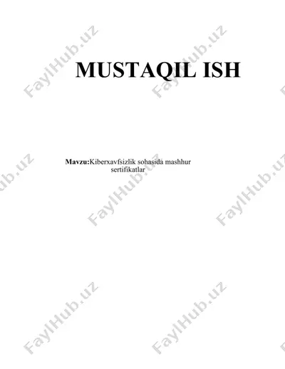kiberxavfsizlik sohasida mashhur sertifikatlar — DOCX