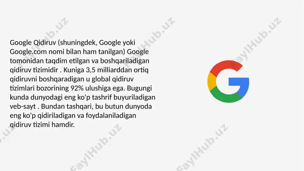 etwork – real hayotiy vaziyatlarni ta'lim jarayonlariga bog'lash uchun mo'ljallangan tizim. 3. kitoblar va audiokitoblar audible – asosan ingliz tilida eng so'nggi bestsellerlar, klassik adabiyotlar va ta'lim mazmunini o'z ichiga oluvchi kitoblarni jamlagan onlayn audiokutubxona. internet archive – kitoblar, matnlar va tarixiy hujjatlarga bepul kirish imkonini beradi. nodir qo'lyozmalarni qidirayotganlar uchun bebaho manba hisoblanadi. project gutenberg – 60 000 dan ortiq kitoblarni jamlagan bepul elektron kutubxona. bu klassik adabiyotni hech qanday xarajatlarsiz bepul o'rganmoqchi bo'lganlar uchun ajoyib imkoniyat. librivox – asosan ingliz tilidagi klassik kitoblarning ko'ngillilar tomonidan o'qilgan bepul audio ko'rinishlarini taqdim etadi. bu audio formatdagi asarlardan foydalanish uchun ajoyib manba. qidiruv tizimi 1400 dan ortiq shaharlarda mahalliy qidiruv natijalarini taqdim etadi. yandex qidiruvi shuningdek, asosiy veb-indeks va ixtisoslashtirilgan axborot resurslari natijalarini, jumladan, yangiliklar, xaridlar, bloglar, rasmlar va videolarni bitta sahifada taqdim etadigan „parallel“ qidiruvni ham oʻz ichiga oladi. yandex qidiruvi real vaqt rejimidagi soʻrovlarga javob beradi, soʻrov qachon eng …