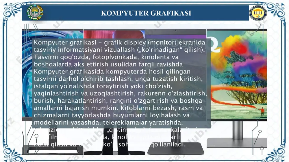 kompyuter grafikasi kompyuterning grafik imkoniyatlari va ularning turlari - Page 4