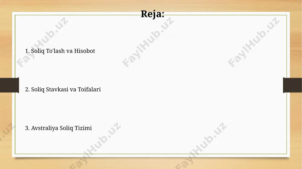 a soliq idorasi (ato) tomonidan o'tkazilgan tekshiruvlar natijasida aniqlangan noqonuniy faoliyat uchun 75,000 aud gacha jarima solinishi mumkin. e'tiboringiz uchun rahmat @taqdimot_robot image7.jpg image8.jpg image9.jpg image10.jpg image11.jpg image3.png image4.png