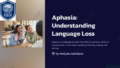 aphasia: understanding language loss — PPTX