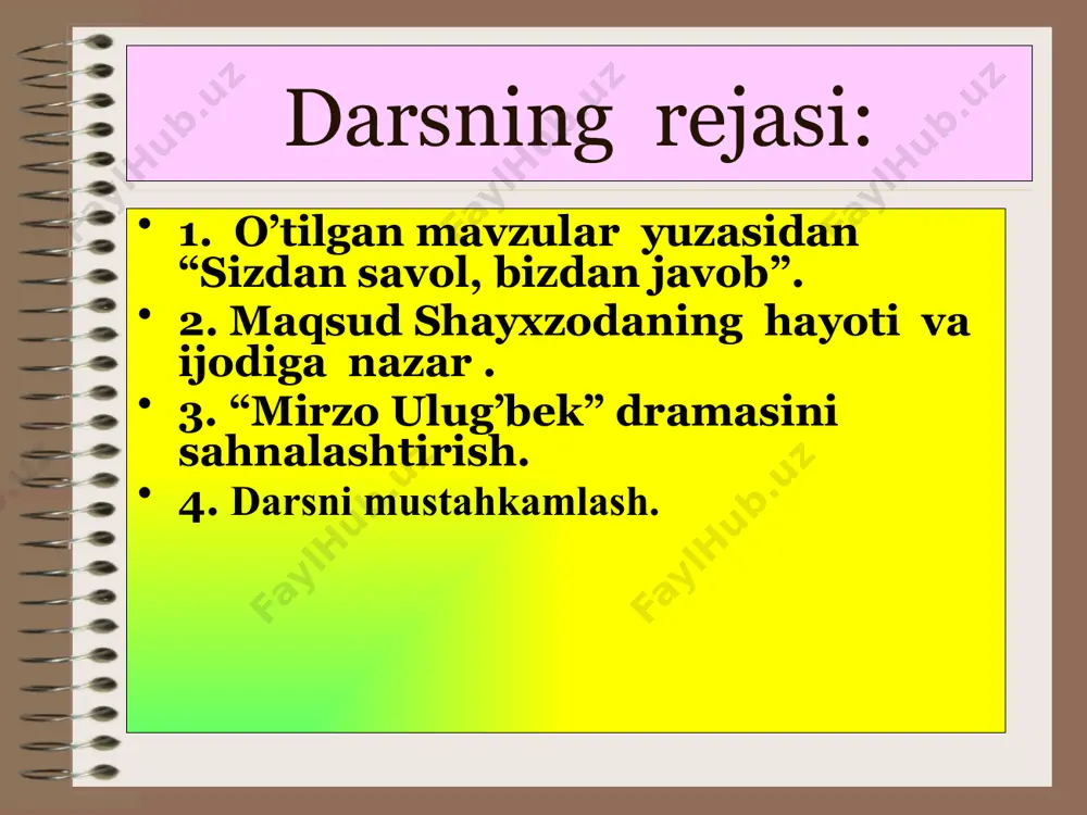 maqsud shayxzodaning “mirzo ulug’bek” dramasini mustahkamlash - Page 3