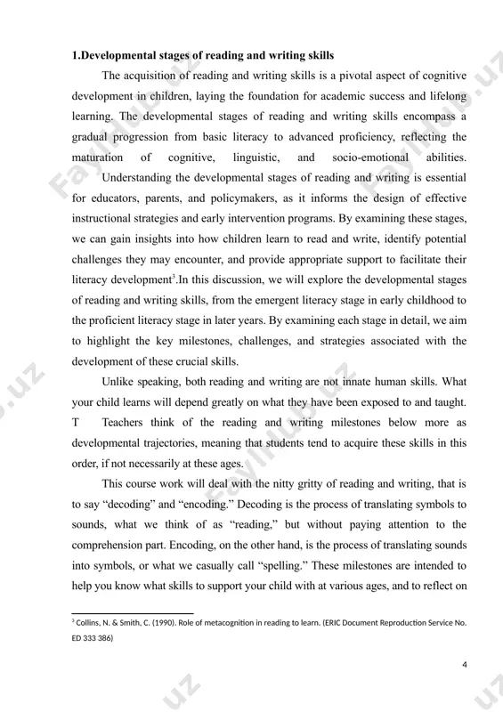 and writing are not innate human skills. what your child learns will depend greatly on what they have been exposed to and taught. t teachers think of the reading and writing milestones below more as developmental trajectories, meaning that students tend to acquire these skills in this order, if not necessarily at these ages. this course work will deal with the nitty gritty of reading and writing, that is to say “decoding” and “encoding.” decoding is the process of translating symbols to sounds, what we think of as “reading,” but without paying attention to the comprehension part. encoding, on the other hand, is the process of translating sounds into symbols, or what we casually call “spelling.” these milestones are intended to help you know what skills to support your child with at various ages, and to reflect on whether or not your child may benefit from additional support or a …