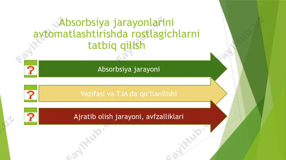 gan boshqaruv valfi. acr darajasi absorberning moddiy balansiga rioya qilishni ta'minlaydi. absorbsiya vazifasi qurilmaning ishlash jarayoni qurilmaning ishlashi paytida barcha moddiy oqimlarning xarakatlari va harorati, asl gaz aralashmasi va ovqatlanish gazining tarkibi, absorber kubidagi daraja, undagi bosim va differentsial bosim nazorat qilinadi. absorberga kiradigan asl gaz aralashmasining o'zgaruvchan tarkibi va oqim tezligi bilan, undan tarkibiy qismlarni ajratib olishning ma'lum darajasini tartibga solish sifatini oshirish uchun ko'p pallali tizimlar qo'llaniladi (rasm. 6.11). absorbsiya jarayonini ko'p pallali tartibga solish sxemasi. 1-absorber; 2-muzlatgich. dastlabki to'yingan gaz oqimining o'zgarishi uchun kompensatsiya (gaz absorberining yuki) ushbu gaz va yangi absorberning xarajatlar nisbati regulyatoridan foydalanish orqali ta'minlanadi. dastlabki gaz aralashmasida olinadigan komponentning o'zgaruvchan kontsentratsiyasi bilan, to'yingan gaz va yangi changni yutish vositalarining xarajatlar nisbati gaz aralashmasida olinadigan komponentning kontsentratsion regulyatori yordamida tuzatiladi, uning chiqishi nisbat regulyatorining tuzatish kamerasiga yuboriladi. shu bilan birga, ushbu tizimdagi asosiy tartibga soluvchi qiymat qazib olinadigan komponentning gazdagi kontsentratsiyasidir. ushbu qiymatning joriy …