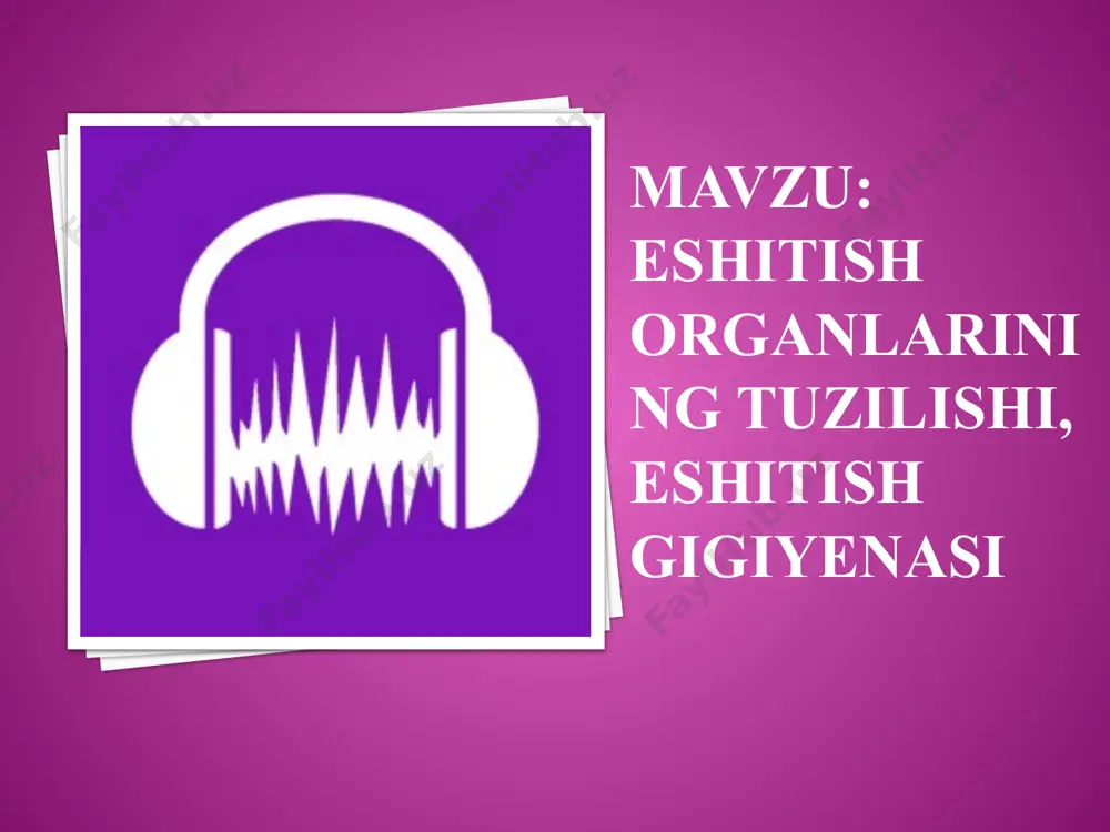 tadi. suyakchalar tovushni ichki quloqning oval teshikchasiga o‘tkazadi. tovush to’lqinlari ichki quloq suyuqligiga ham o'tadi tovush tebranishlarini ichki quloqretseptorlari nerv impulslariga aylantiradi. impulslar eshitish nervlari orqali miya yarimsharlarining chakka qismidagi eshitish markaziga o‘tadi. bu yerda tovushning xususiyati, kuchi va balandligi tahlil qilinadi. eshitishning tuzilishi, eshitish gigiyenasi. eshitish pasayishining sababi ko‘pincha tashqi eshitish yo'lida oltingugurt to‘planib qolishi bilan bog‘liq. bu moddani tashqi eshitish yo'lidagi bezlar ishlab chiqaradi. bunday hollarda shi- fokorga murojaat qilish zarur. oltingugurt tiqinini cho‘p yoki o‘tkir narsalar bilan olishga urinish quloqning nog‘ora pardasiga jarohat yetkazishi mumkin. kuchh shovqin quloqqa uzoq vaqt davomida ta’sir qilib turganida nog£ora pardaning tarangligi pasayib, quloq eshitmaydigan bo'lib qoladi. o'ta kuchli tovush, masalan, portlashda hosil boladigan tovush to‘lqini nog‘ora pardani yirtib yuborishi mumkin. portlash vaqtida og'izni ochib turish nog‘ora pardaga ta’sirni kamaytiradi. topshiriqlarga javob yozing va javobingizni tekshirib ko'ring: 1. eshitish analizatori qismlarini ularga xos tuzilish belgilari bilan birga juftlab yozing: a - tashqi …