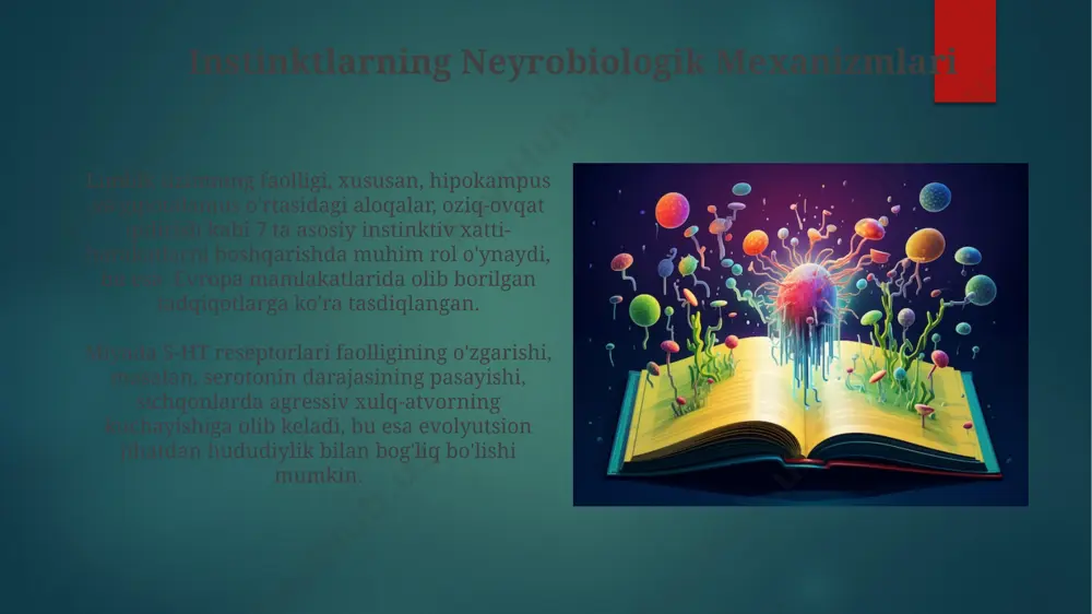 ga yaqin maymun turlarida kuzatilgan ijtimoiy instinktiv xulq-atvor genetik drift va tabiiy tanlanish ta'sirida evolyutsiya jarayonida o'zgarishlarga uchragan. irsiy va atrof-muhitning ta'siri odamlarda 1000 dan ortiq genlar ijtimoiy xulq-atvorga ta'sir qiladi, lekin ularning ifodalanishi london aholisi misolida ko'rsatilganidek, ijtimoiy-madaniy sharoitlarga bog'liqdir. genetik omillar 70% ga yaqin, atrof-muhit omillarning ta'siri esa 30% ni tashkil qilib, insonning xulq-atvorida va moskva shahrida o'tkazilgan tadqiqotlar buni tasdiqlaydi. tabiiy tanlanish va instinktlarning shakillanishi qushlarning 20 dan ortiq turining uy qurilishi instinkti, genetik kodlari orqali avloddan-avlodga o'tib, shimoliy amerikada joylashgan turli muhit sharoitlariga moslashgan ko'plab regional farqlarni namoyish etadi. tabiiy tanlanish jarayonida, masalan, 300 million yil avval paydo bo'lgan baliqlarning migratsiya instinkti, geografik joylashuvga (masalan, atlantika okeani) bog'liq holda, o'zgarishlarga uchragan va evolyutsiya yo'li bilan takomillashgan. instinktlarning evolyutsion funktsiyalari odamlarda 70% ga yaqin tug'ma instinktlar, masalan, bolaning onasini emizish yoki qo'rquv reaksiyalari, tabiiy tanlanish orqali saqlanib qolgan va reproduktiv muvaffaqiyatni oshirishga hissa qo'shgan. evolyutsiya jarayonida 20 …