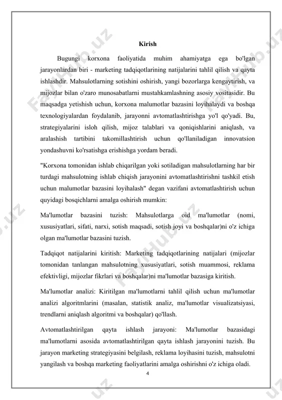 bu, ma'lumotlarni to'g'ri va xavfsiz o'zgarishlarni amalga oshirishda yordam beradi. tizim xavfsizligi- ma'lumotlar bazasini tuzishda, ma'lumotlarni himoya qilish uchun kerakli xavfsizlik chexlarini o'rnatish muhimdir. bu, ma'lumotlar bazasining maxfiylik va xavfsizligini ta'minlashga yordam beradi. indeksatsiya- ma'lumotlar bazasini tezlik bilan so'rov qilish uchun ma'lumotlar ustida indekslar yaratish tavsiya etiladi. indekslar, ma'lumotlarni tezlik bilan izlashni va ma'lumotlar bazasining ishlash tezligini oshirishni ta'minlaydi yaxshi struktura- ma'lumotlar bazasini tuzishda, ma'lumotlarni saqlash uchun yaxshi strukturani tanlash muhimdir. bu, ma'lumotlarni qulaylik bilan izlash va ma'lumotlarga kirishni osonlashtiradi. bu maslahatlar ma'lumotlar bazasini tuzishda qulayliklar va yaxshi amaliyotlarni ta'minlashda yordam berishi mumkin. kerakli ma'lumotlarni saqlash- ma'lumotlar bazasini tuzishda, faqat kerakli ma'lumotlarni saqlash tavsiya etiladi. bu, ma'lumotlar bazasining hajmini kichiklashtiradi va so'rovni tezlashtiradi. ma'lumotlar bazasini tuzishda normalizatsiya, ma'lumotlarni ko'p qatlamli jadvallar sifatida tuzish va ma'lumotlarning dublikatlarini engellemak uchun qo'llaniladigan usuldir. normalizatsiya, ma'lumotlarni biror maqsad uchun qulaylik bilan qidirish, o'zgartirish va boshqa operatsiyalarni amalga oshirishga imkoniyat yaratadi. quyidagi normalizatsiya bosqichlari mavjud: …