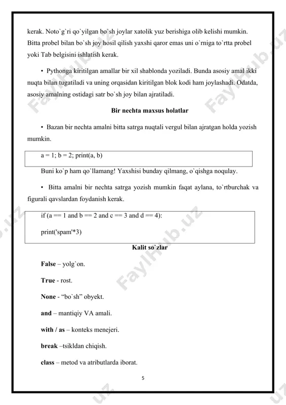 aruvchilarni nomlash 3-amaliy topshiriq 1. sony mahsulotlarining yangi roʻyxatini yaratish. algoritm: • mahsulotlar roʻyxati beriladi. • har bir mahsulot nomini tekshiramiz, agar mahsulot nomi "sony" soʻzini oʻz ichiga olsa, uni yangi roʻyxatga qoʻshamiz. • yangi roʻyxatni chop etamiz. dastur kodi: 2. baholar bo‘yicha navbat (fifo) ro‘yxati tuzish. algoritm: • guruh talabalarining baholari roʻyxatini oling. • fifo qoidasi boʻyicha roʻyxatni alohida qayta shakllantiring (birinchi kiritilgan baho birinchi chiqadi). • baholarni alohida roʻyxatlarda guruhlang. dastur kodi: dasturda ishlatilgan funksiyalarni tushuntirish: • deque (fifo roʻyxati): deque bu fifo (first in, first out) usulida ishlaydigan ma’lumotlar tuzilmasi. • filtrlash uchun list comprehension: fives = [student for student in grades if student["grade"] == 5] - bu roʻyxatdagi elementlarni tanlash va keraklisini ajratib olish uchun ishlatiladi. 2 image2.png image3.png image4.png image5.png image6.png image7.png image8.png image9.png image1.png
