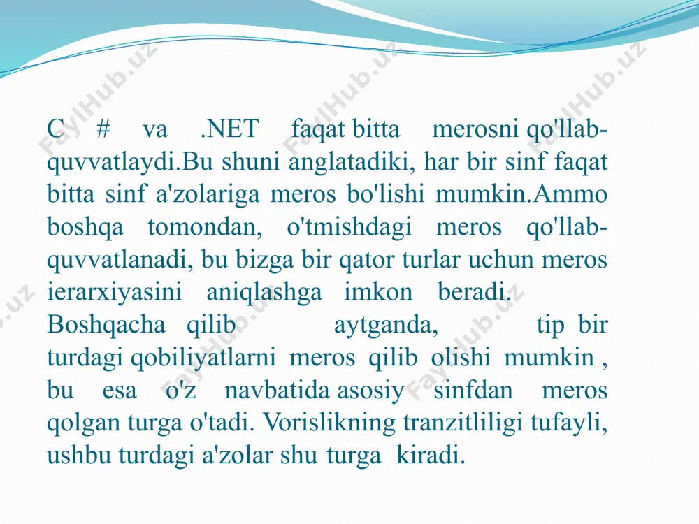 c# dasturlash tilida vorislik asosida misollar - Page 5