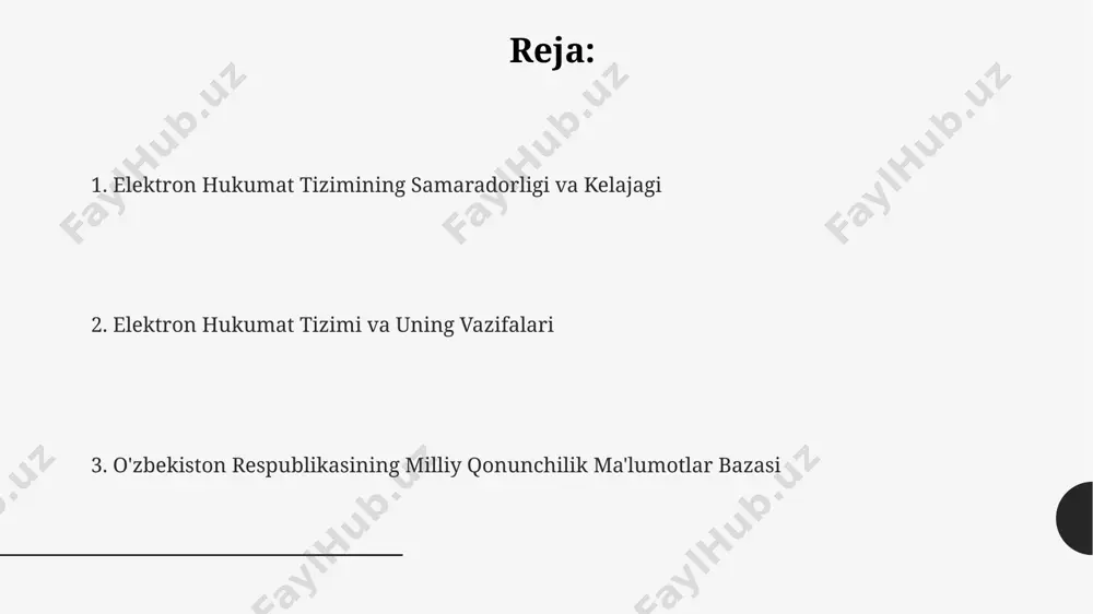 gacha davlat xizmatlaridan foydalanish muddatini qisqartirishga yordam beradi. elektron hukumatning iqtisodiy samaradorligi elektron xizmatlar orqali fuqarolar va biznes subyektlarining vaqt tejalishi yiliga o'rtacha 15 million so'mni tashkil etadi, bu esa milliy iqtisodiyotga sezilarli hissa qo'shadi. elektron hukumat platformasi orqali taqdim etiladigan 50 dan ortiq davlat xizmatlari ishlab chiqarish samaradorligini 10-15% ga oshiradi va biznesni rivojlantirishga yordam beradi. elektron hukumat tizimi korrupsiyani 20-30% ga kamaytirib, byudjet mablag'larining samarali sarflanishiga va davlat xarajatlarining oshishiga olib keladi. elektron hukumat va milliy qonunchilik ma'lumotlar bazasining integratsiyasi api integratsiyasi orqali elektron hukumat tizimiga milliy qonunchilik ma'lumotlar bazasining ma'lumotlari real vaqt rejimida yangilanib turadi, bu esa ma'lumotlarning dolzarbligini ta'minlaydi va xatoliklarni kamaytiradi. ma'lumotlar bazasida 10 000 dan ziyod qonun hujjatlari mavjud bo'lib, ularning elektron shaklda elektron hukumat tizimi orqali izlanishi va yuklab olinishi mumkin, bu esa fuqarolarning huquqiy savodxonligini oshirishga xizmat qiladi. elektron hukumat portali orqali 200 dan ortiq davlat xizmatlarini olish imkoniyati milliy qonunchilik ma'lumotlar …