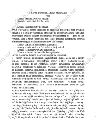 kreativlik sifatlari — PDF